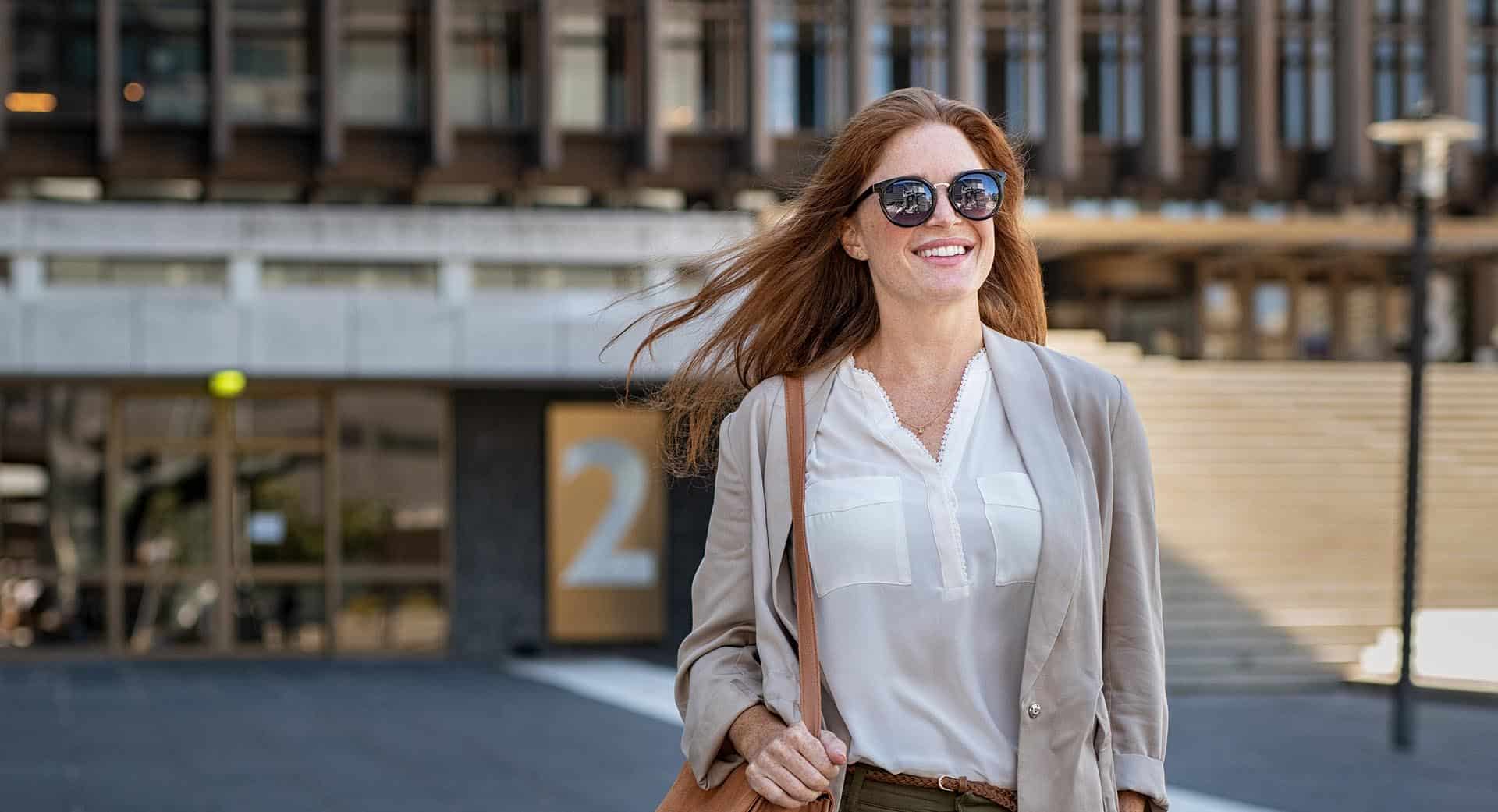 woman smiling enjoying life